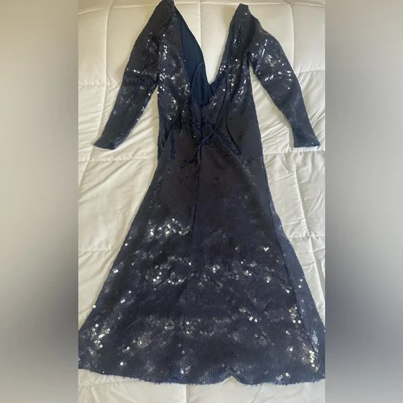 Anthropologie Navy Sequin Dress - Picture 6 of 8